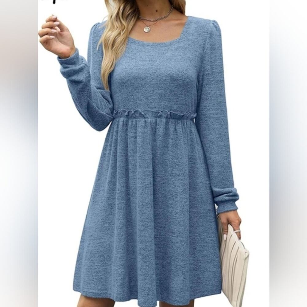 NWT Xieerduo Blue( Multi) Ruffle Fit & Flare Stretch Dress sz XL NWT #921